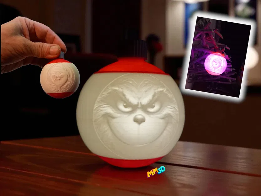 Trang Trí Giáng Sinh Grinch Lithophane Hình Quả Cầu - Image 1