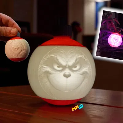 Trang Trí Giáng Sinh Grinch Lithophane Hình Quả Cầu