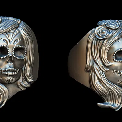 Nhẫn Cô Gái Đầu Lâu Đường Miễn Phí Ngày Lễ Người Chết OBJ – Trang Sức Catrina