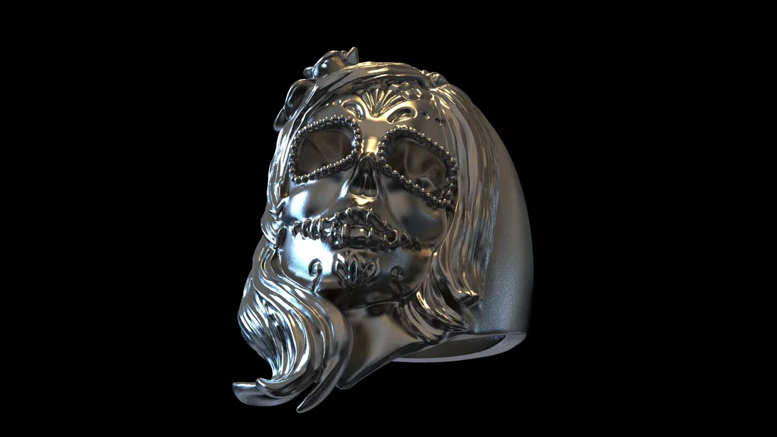 Nhẫn Cô Gái Đầu Lâu Đường Miễn Phí Ngày Lễ Người Chết OBJ – Trang Sức Catrina - Image 5