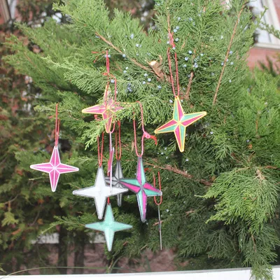 Đồ trang trí hình ngôi sao | Kiểu kính màu | Đa màu, trong mờ