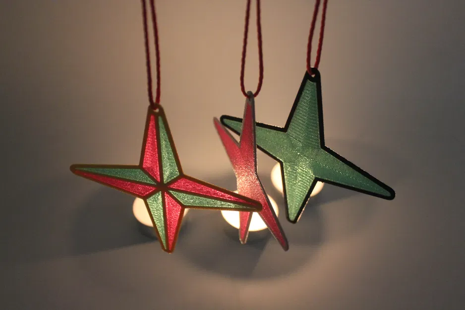 Đồ trang trí hình ngôi sao | Kiểu kính màu | Đa màu, trong mờ - Image 6