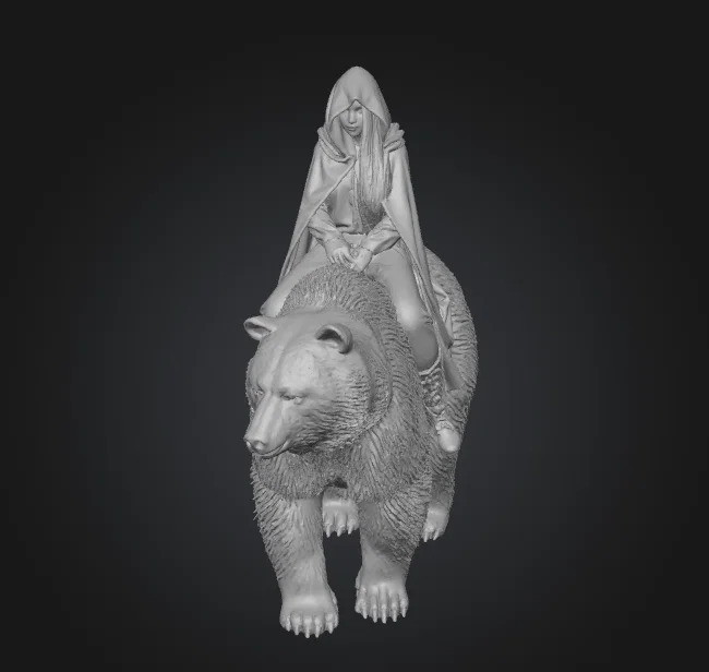 Mô hình Phụ Nữ Cưỡi Gấu 3D - Image 1