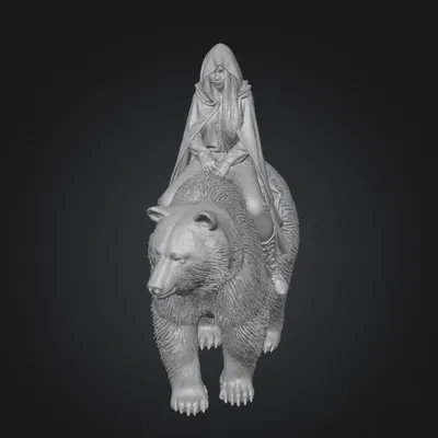 Mô hình Phụ Nữ Cưỡi Gấu 3D
