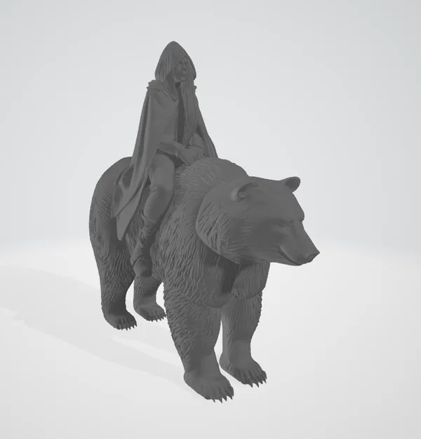 Mô hình Phụ Nữ Cưỡi Gấu 3D - Image 2