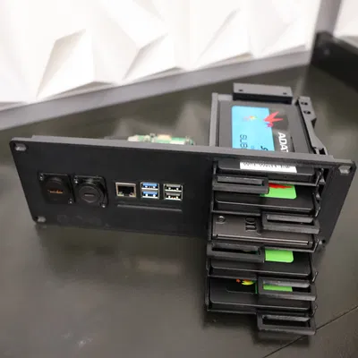 Tấm Rack Server Raspberry Pi5 NAS 10 inch, 5 khay SSD Hot Swap, Cổng HDMI & Nguồn