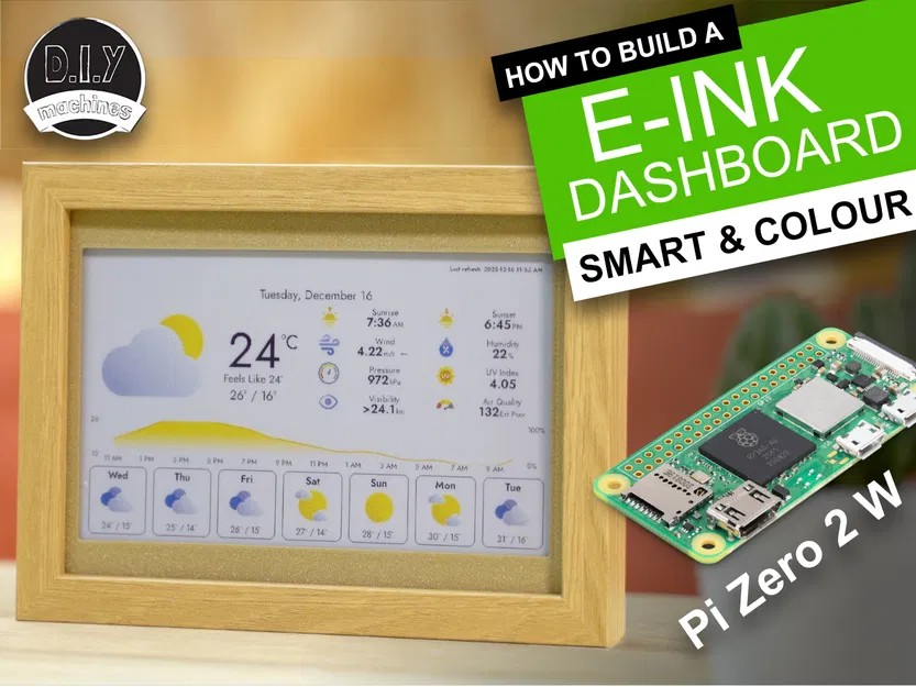 Tự làm Bảng điều khiển E-INK Màu - Thời tiết | Lịch | Ảnh | Tin tức... - Image 1