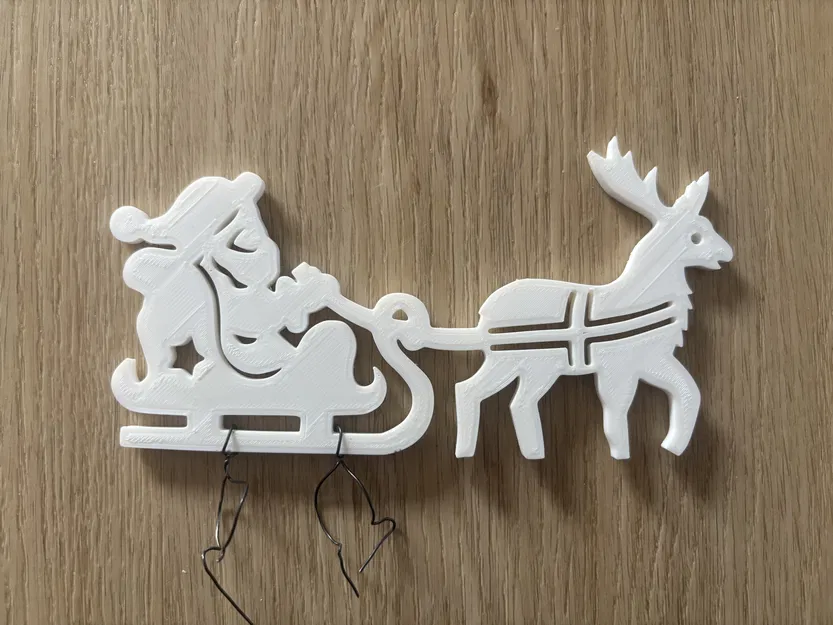 Ông Già Noel Giáng Sinh Cùng Xe Trượt Và Tuần Lộc – Trang Trí Treo Tường/Móc Treo - Image 1