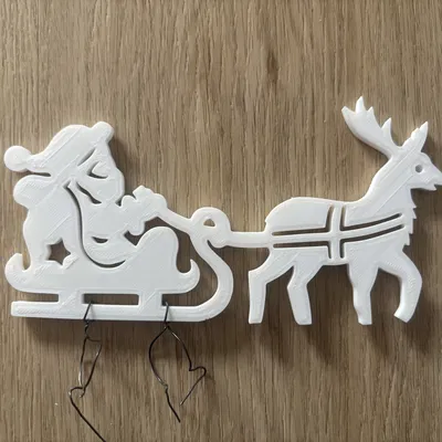 Ông Già Noel Giáng Sinh Cùng Xe Trượt Và Tuần Lộc – Trang Trí Treo Tường/Móc Treo