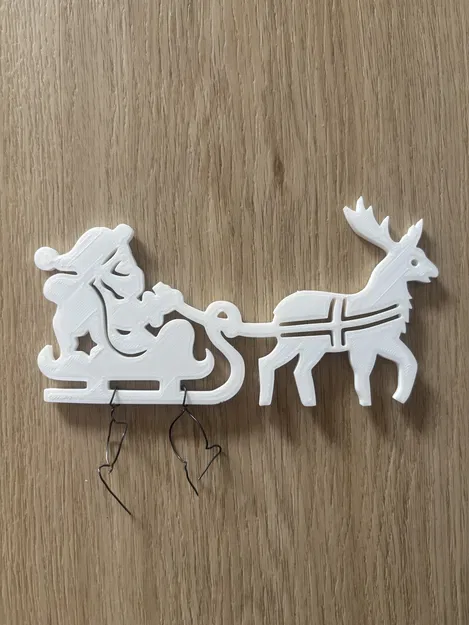 Ông Già Noel Giáng Sinh Cùng Xe Trượt Và Tuần Lộc – Trang Trí Treo Tường/Móc Treo - Image 2