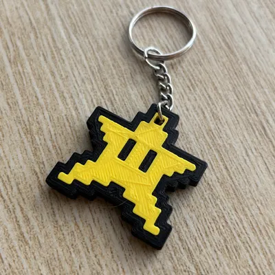 Móc Khóa Ngôi Sao Mario 8-bit Lắp Ghép Không Cần Keo