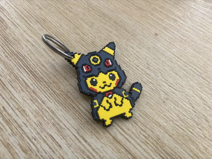 Móc Khóa Pikachu 8-bit Đội Mũ Umbreon Lắp Ghép - Image 3