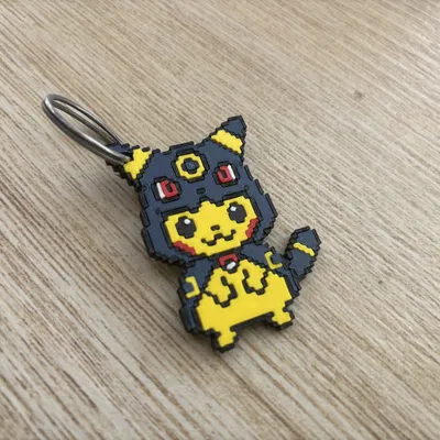 Móc Khóa Pikachu 8-bit Đội Mũ Umbreon Lắp Ghép