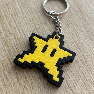 Móc Khóa Ngôi Sao Mario 8-bit Lắp Ghép Không Cần Keo