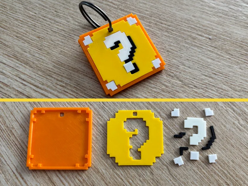 Móc Khóa Mario Lucky Block 8-bit Lắp Ghép Nhiều Phần – Không Cần Keo - Image 1