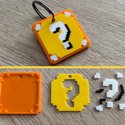 Móc Khóa Mario Lucky Block 8-bit Lắp Ghép Nhiều Phần – Không Cần Keo