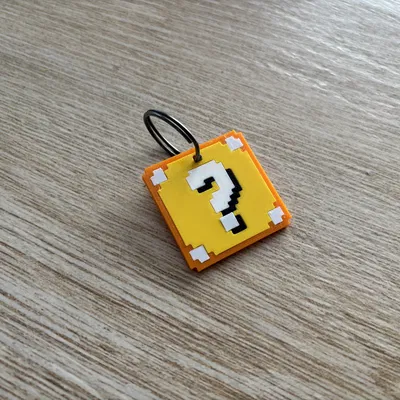 Móc Khóa Mario Lucky Block 8-bit Lắp Ghép Nhiều Phần – Không Cần Keo