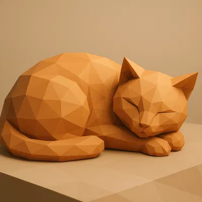 Chú Mèo Low-poly Đang Ngủ