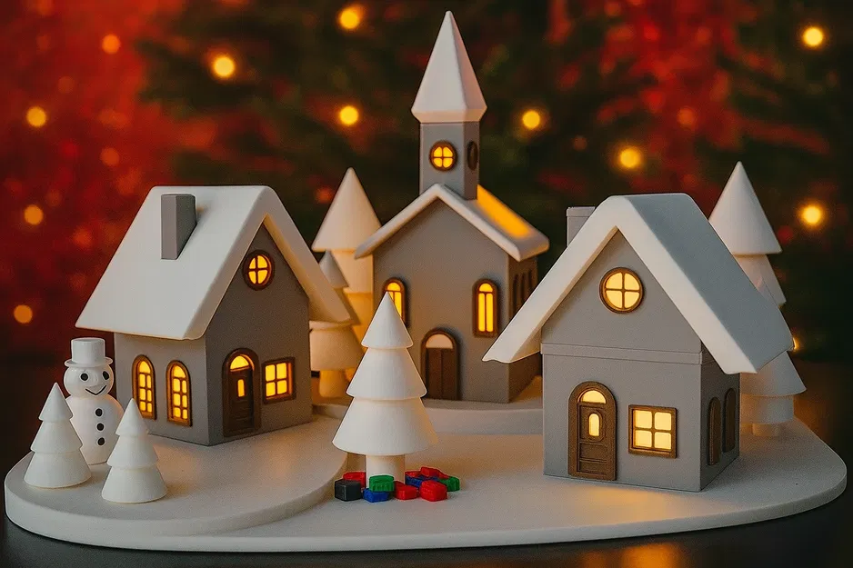 Làng Giáng sinh với Đèn Trà hoặc Đèn LED - Image 1