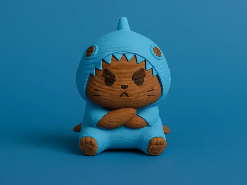 Mèo Cau Có Mặc Đồ Cá Mập (Đa Sắc) - Image 1