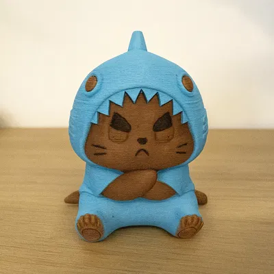 Mèo Cau Có Mặc Đồ Cá Mập (Đa Sắc)