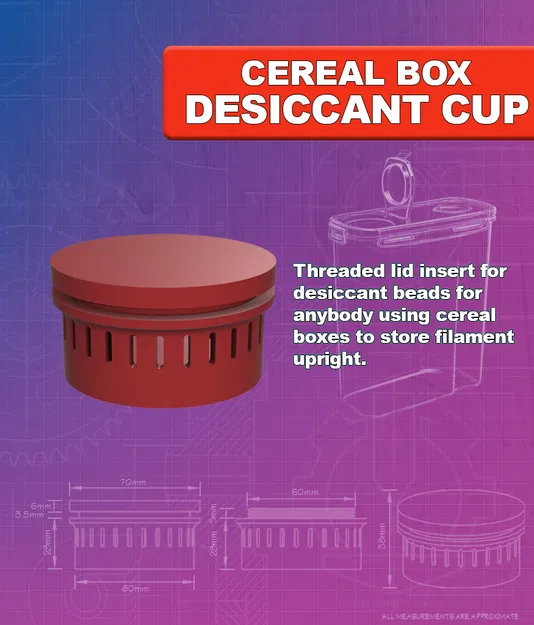 Nắp Hộp Đựng Filament: Hộp Ngũ Cốc Giữ Hạt Hút Ẩm - Image 1