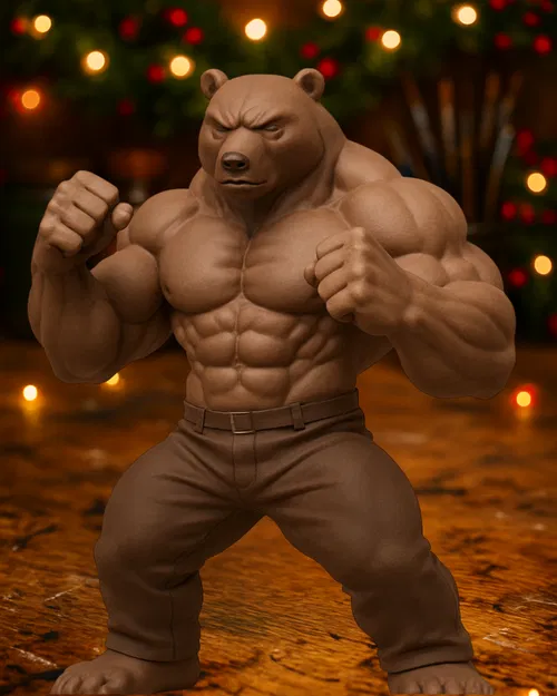 Tượng Gấu Cơ Bắp Chiến Binh - Image 1