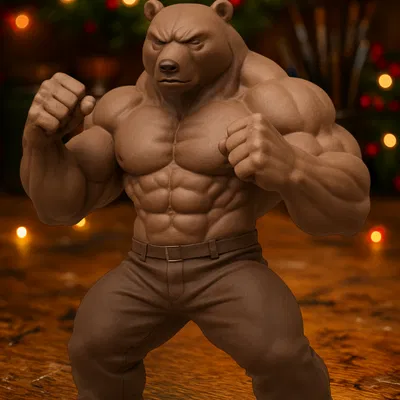 Tượng Gấu Cơ Bắp Chiến Binh