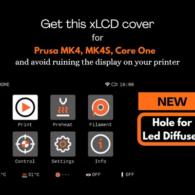 Vỏ Che Màn Hình Prusa Core One, MK4, MK4S có Lỗ cho LED Diffuser