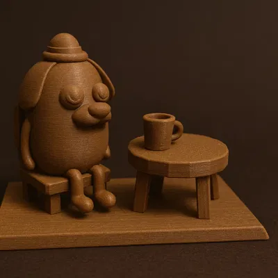 Chó Meme "This is Fine" Phiên Bản In 3D