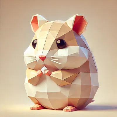 Chuột Hamster Phong Cách Low Poly