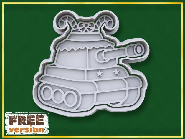 Khuôn Cắt Bánh Giáng Sinh Hình Xe Tăng Có Nơ - Image 1