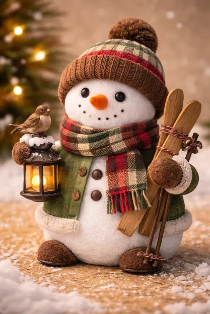 Người Tuyết Dễ Thương Đi Trượt Tuyết - Image 1