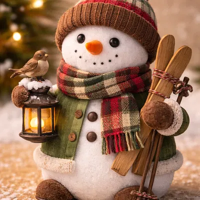 Người Tuyết Dễ Thương Đi Trượt Tuyết