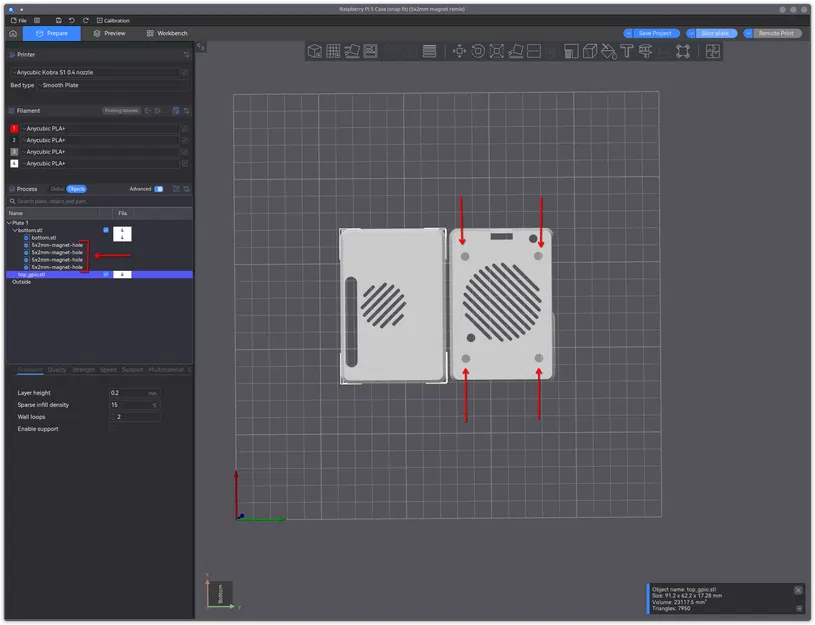 Vỏ Raspberry Pi 5 (khớp nối) có lỗ nam châm tùy chỉnh - Image 2