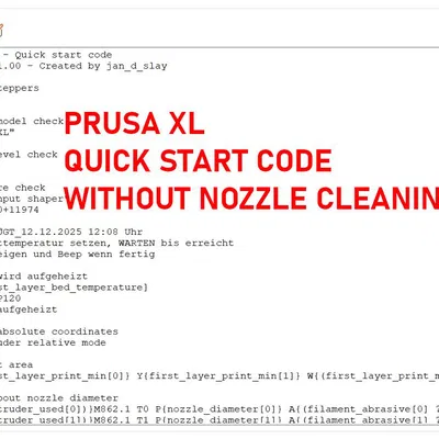 Prusa XL - Quick Start G-Code - Không làm sạch vòi phun