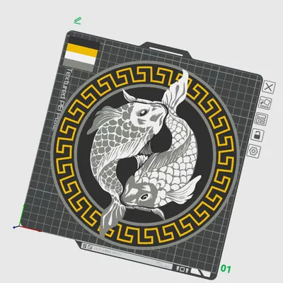 Đĩa Treo Tường 2D "Cá Chép Âm Dương"