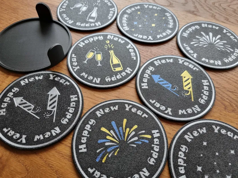 Bộ Ly Tách Đón Năm Mới + Đế Đựng - Image 1