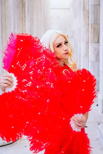 Quạt Biểu Diễn Xếp Gấp - In 3D Module với Lông Vũ TPU - Image 2