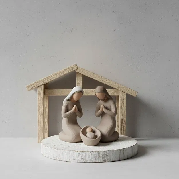 Chuồng Giáng Sinh Tối Giản / Capanna per Presepe Minimalista - Image 1
