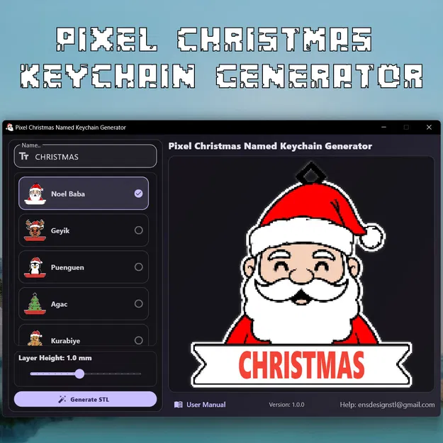 Bộ Tạo Móc Khóa Tên Giáng Sinh Kiểu Pixel - Image 1