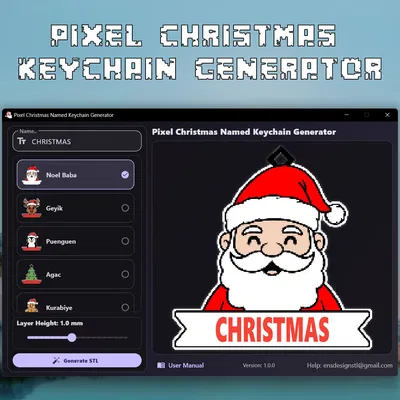 Bộ Tạo Móc Khóa Tên Giáng Sinh Kiểu Pixel