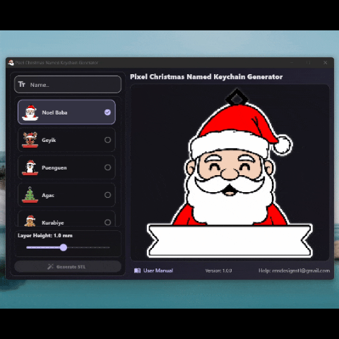 Bộ Tạo Móc Khóa Tên Giáng Sinh Kiểu Pixel