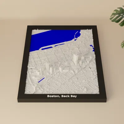 Boston, Back Bay, Hoa Kỳ - Mô hình 3D Địa hình Thu nhỏ