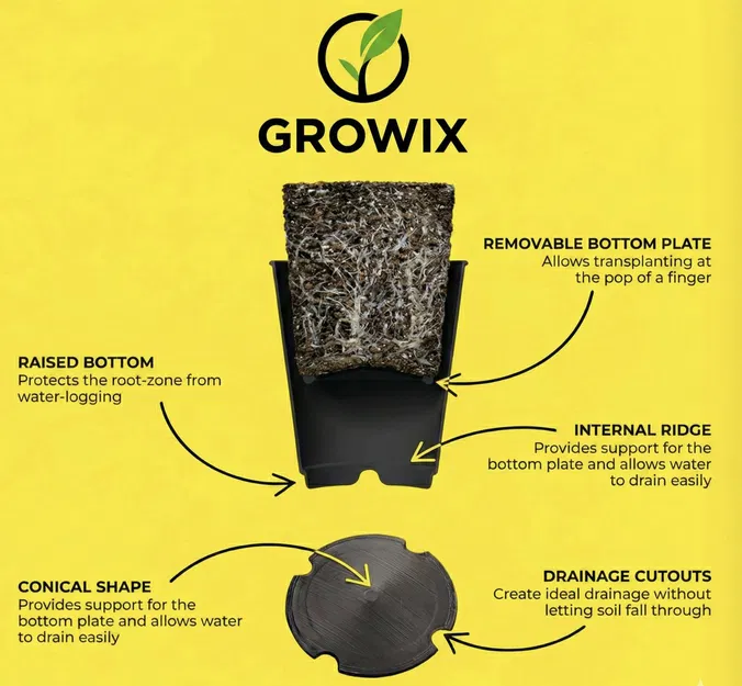 Chậu Growix RootCore — Chậu Trồng Cây Con & Rèn Luyện Rễ In 3D - Image 1