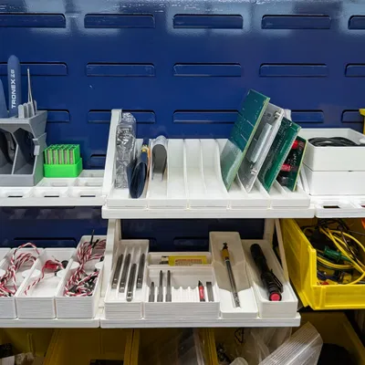 Wallfinity - Hệ thống gắn tường Gridfinity đa năng cho Skadis / Pegboard / HSW / Louver / Slatt / Vít / Băng keo