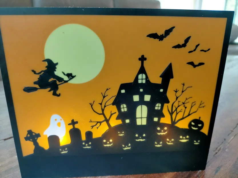 Hộp đèn LED với phong cảnh Halloween thay đổi được - Image 2