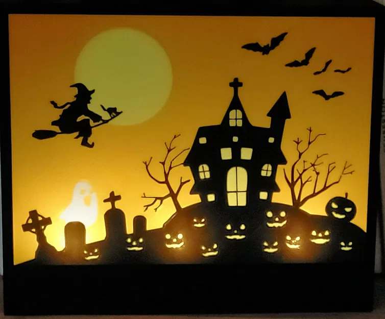 Hộp đèn LED với phong cảnh Halloween thay đổi được - Image 3