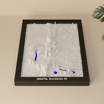 Mô hình thu nhỏ địa hình 3D Bundaran HI, Jakarta, Indonesia