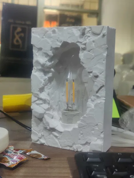 The Cavern Monolith: Đèn Đá Sơn Mặt Brutalist - Image 3